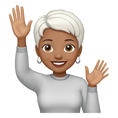 African American mom with short white hair waving  sticker