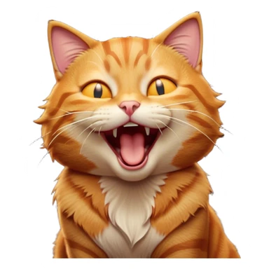 Cinematic Cute Yawning Ginger Tabby Cat Portrait Emoji, Head tilted slightly with a dramatic, wide-open yawn, sleek orange-brown fur with dark tabby stripes, sparkling amber eyes barely open, Simplified yet irresistibly adorable features, highly detailed, glowing with a soft, cozy glow, high shine, relaxed yet expressive, stylized with a touch of whimsy, bright and endearing, soft glowing outline, capturing the essence of a sleepy yet affectionate kitty, so drowsy it feels like it could stretch right out of the screen and curl up for a nap! sticker