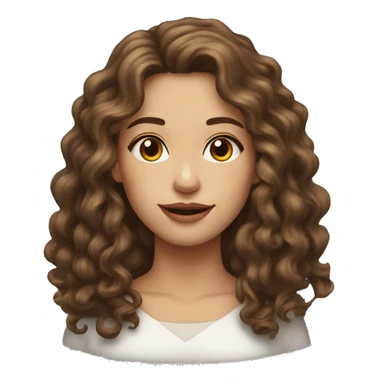 Lady long curly brown hair attractive face brown eyes attractive lips square jaw high cheek bones sticker