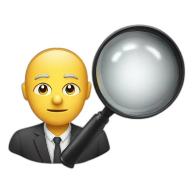 a size man looking through magnifying glass sticker