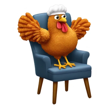 Fried chicken eating fried chicken sitting on a chair made of fried chicken sticker