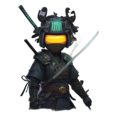 Cyberpunk samurai with glowing katana sticker
