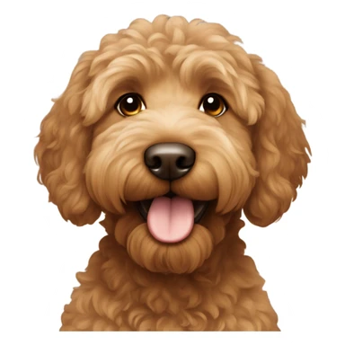 Brown Goldendoodle round face sticker