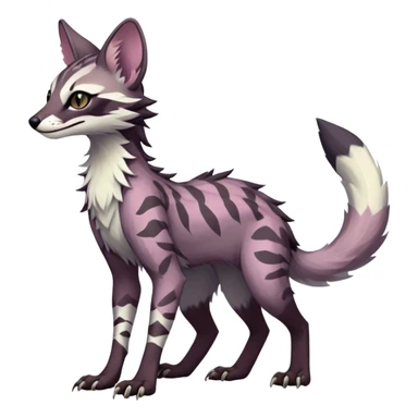 Feral Rare Fantasy dark pastel Vernid-Sergal-Genet-Trico-species by LiLaiRa, random markings, tufted tail, tufted ears, full body sticker