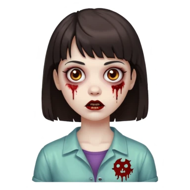 zombie girl emoji dark brown hair and short bangs sticker