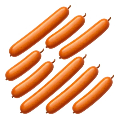 orange cylindrical pieces sausage shaped on each end with no lines sticker