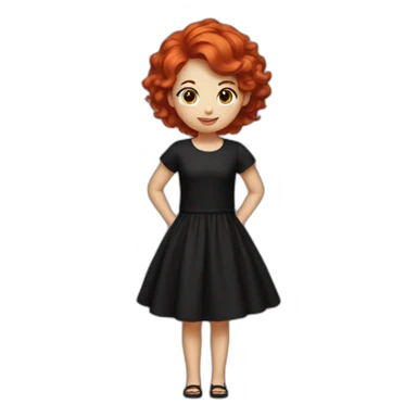 Short red hair girl dress in black sticker