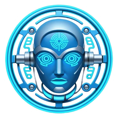 neon cyberpunk-themed icon representing insight/wisdom sticker