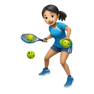 Asian girl is playing pickleball sticker
