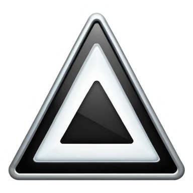 Minimalistic warning triangle emoji, metallic black and white, glowing edges in white, flat vector style, futuristic UI icon

 sticker