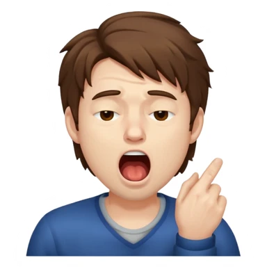 Weak man with disheveled hair yawning sticker