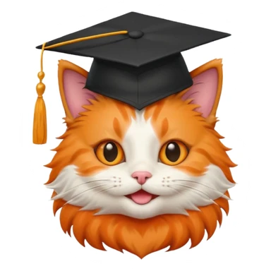 happy cat wearing a graduation cap sticker
