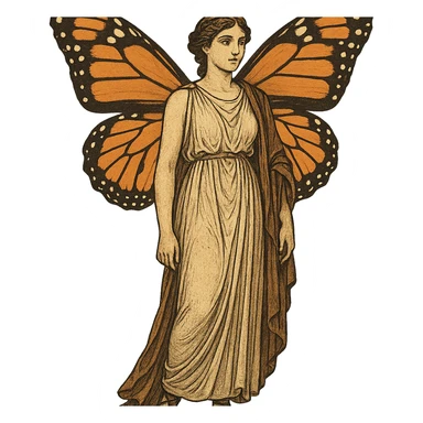 fullbody ancient woman with butterfly wings sticker