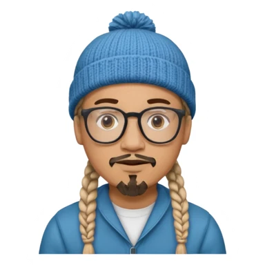 man with braids glasses beanie and goatee sticker