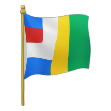 Tricolor flag ( blue, green, yellow and a red symbol sticker