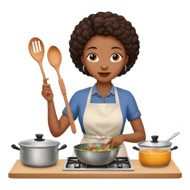 Black mom cooking dinner in kitchen  sticker
