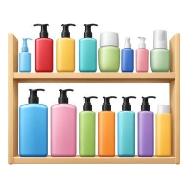 single row shampoo and stuff with Japan brand inside shelf sticker