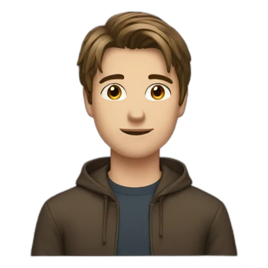 Young men French type middle part straight brown hair sticker