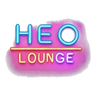 the word lounge written in neon lights sticker