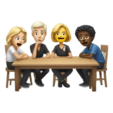 white people sitting around a table looking confused sticker