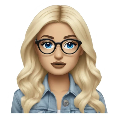 Hyper real blonde kylie jenner with blue eyes and glasses  sticker
