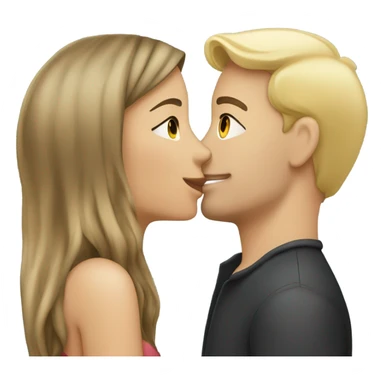 brunette girl kissing blonde man sticker