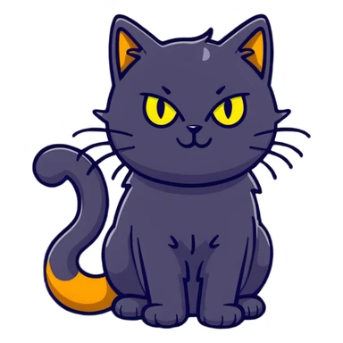 halloween cat with glowing yellow eyes and raised fur sticker