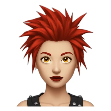 A Woman With Long Spiky Red Hair And Red Make Up. Yellow Eyes. Punk. sticker