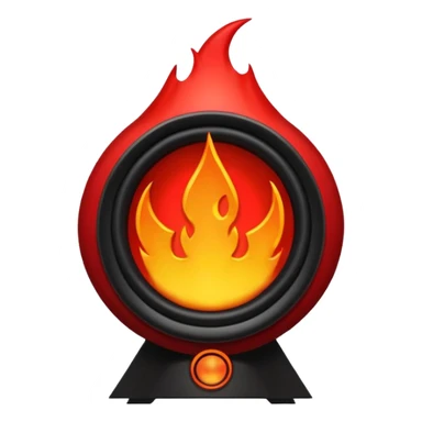 Head: A black KLIPSCH RP-8000F speaker, often represented with a red center or speaker cone.
Core: A small, bright glowing cherry-red circle representing his core.
Body & Armor: Primarily black armor plating with bright red accents or flames. sticker