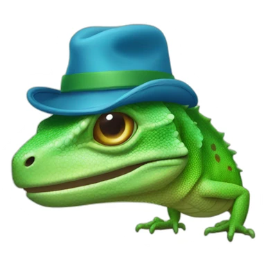 Lizard with bkue hat sticker