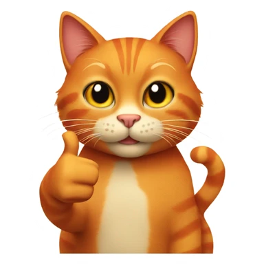 Red cat with a thumbs up sticker