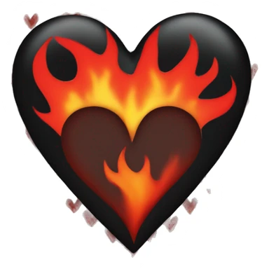 Black heart with red flames  sticker