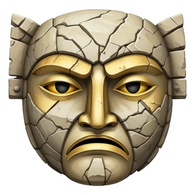 ancient mask, worn and chipped sticker