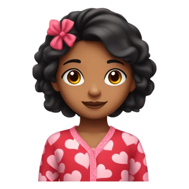 Little girl with Valentine’s Day pajamas with black hair and tan skin sticker