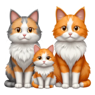 a fluffy grey and white cat sitting with 2 other cats sticker