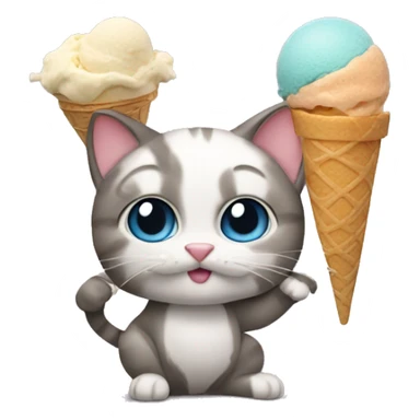 Cat eating an ice cream sticker