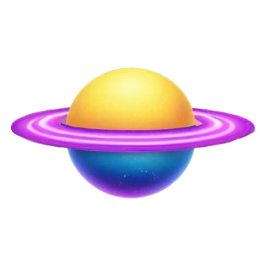 sparkly glittery blue purple and pink gradient planet with a yellow cheesy saturn ring sticker