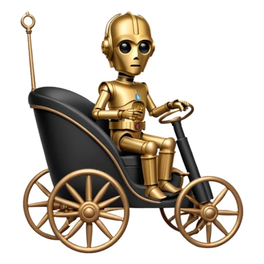 C-3PO policeman in 1864 delicate rosegold accent painted buggy powered by electric motors and batteries  sticker