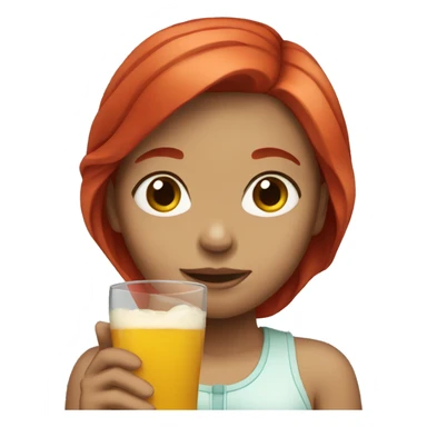 girl red hair drinking sticker