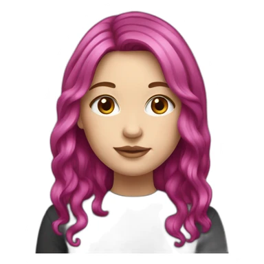 White girl with medium long magenta hair  sticker