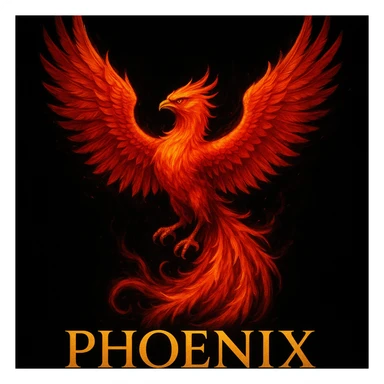 make image of phoenix with title, black background sticker