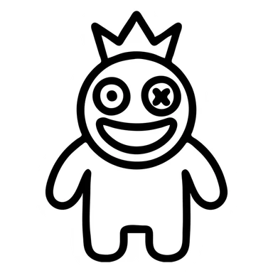 Rainbow Friends Blue character, outlined icon style, simple, bold lines sticker