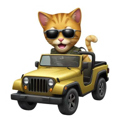 cool cat wearing sunglasses driving a giant jeep sticker