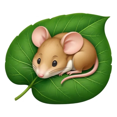 a mouse asleep on a leaf sticker