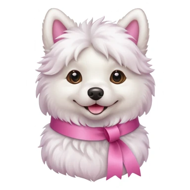 white dog with pink ribbon sticker