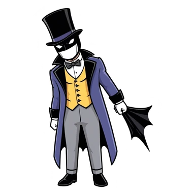 Batman with his black bat mask wearing Victorian era top hat and coat sticker