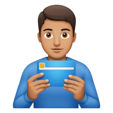 Mano sujetando una carta azul sticker