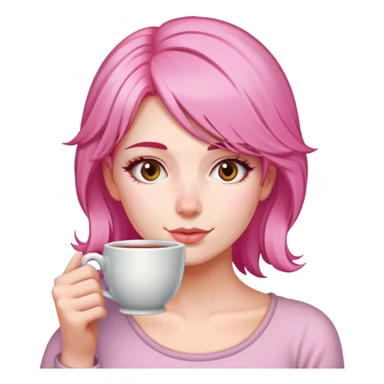 Pink haired woman drinking a cuppa tea  sticker