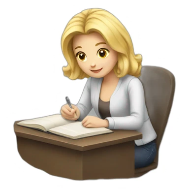 Blonde studying sticker