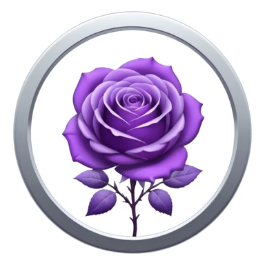Purple shadow rose silver circle plaque sticker